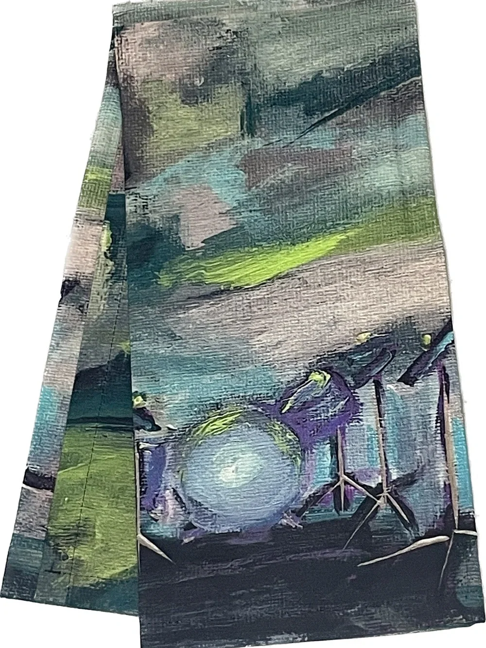 Artisan Tea Towel - Abstract Drum Set Art - organic cotton hemp
